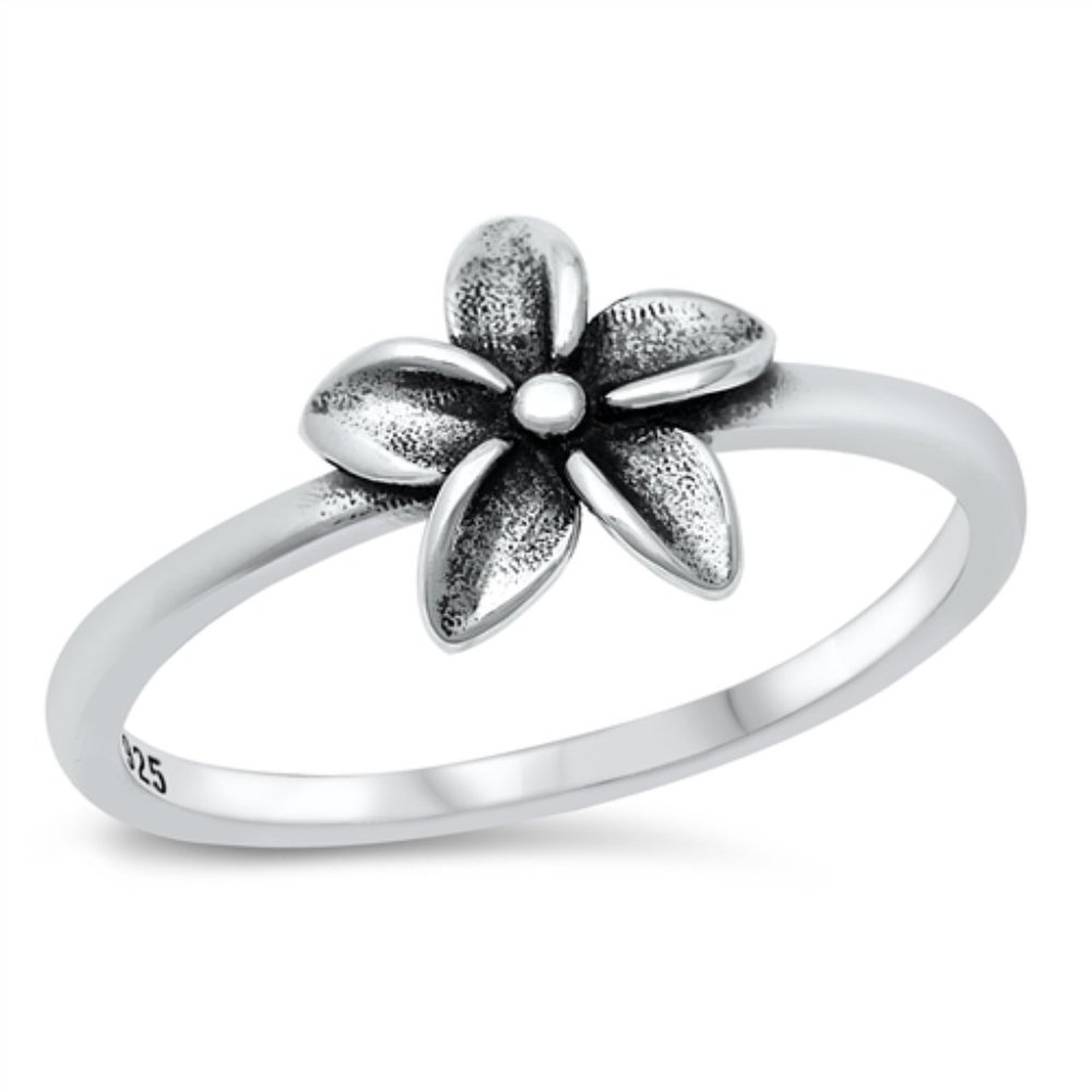 Sterling Silver Plumeria Ring 925 Fashion Band